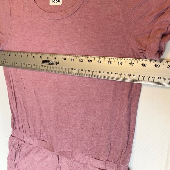 32 Degrees Women Midi Dress size M Taupe Pink Short Sleeve Round Neck Stretch - Picture 3 of 8